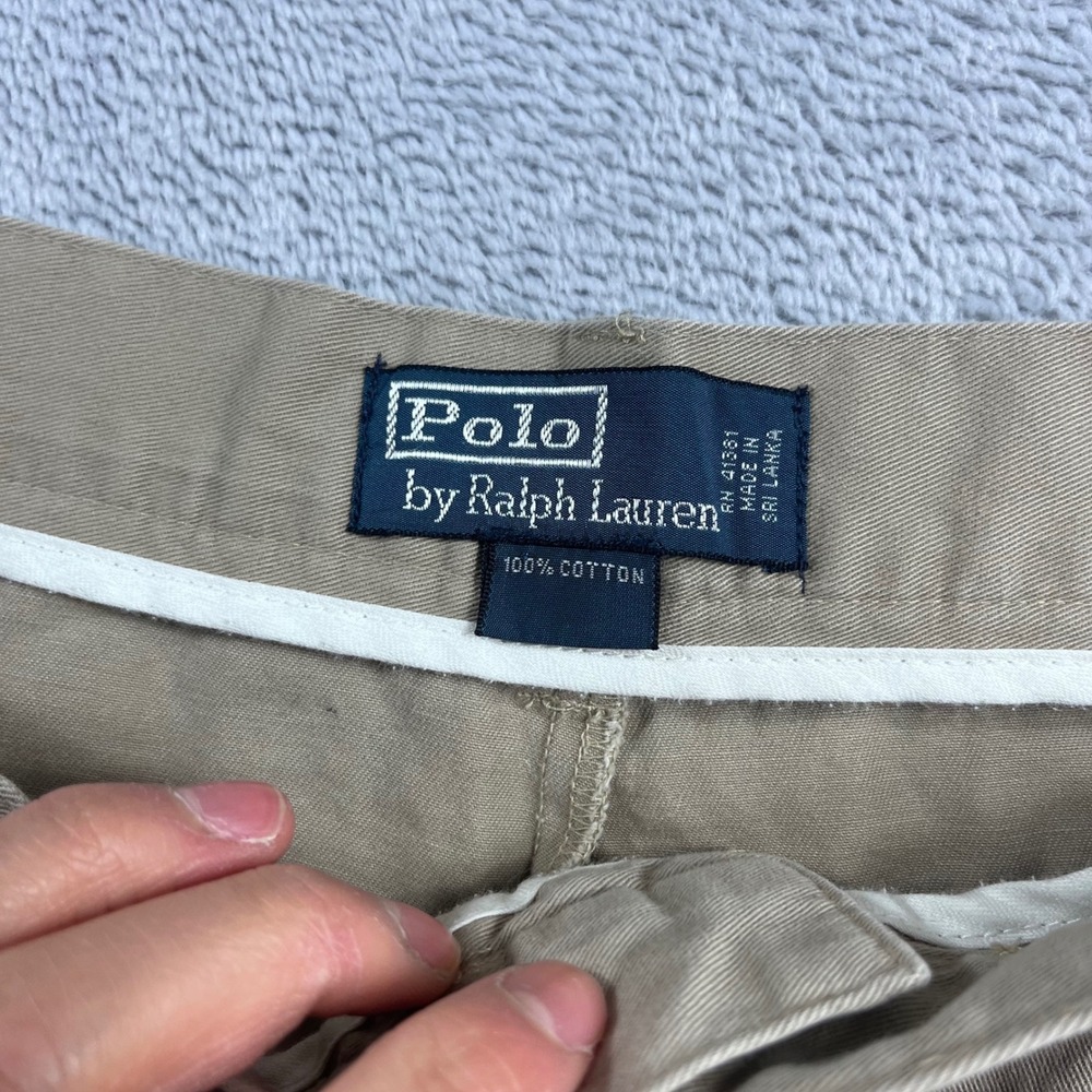 Polo Ralph Lauren Mens Pleated Chino Shorts Khaki Tan 100% Cotton Size 50B - Picture 2 of 10